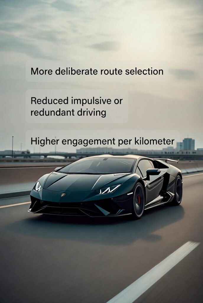 Awareness of Lamborghini rental mileage limits subtly reshapes how drivers think and behave on the road. When renters understand distance boundaries, they naturally become more intentional about route planning, timing, and driving purpose.

This shift reduces unnecessary loops, redundant routes, and purposeless mileage accumulation—without diminishing the enjoyment of the vehicle.