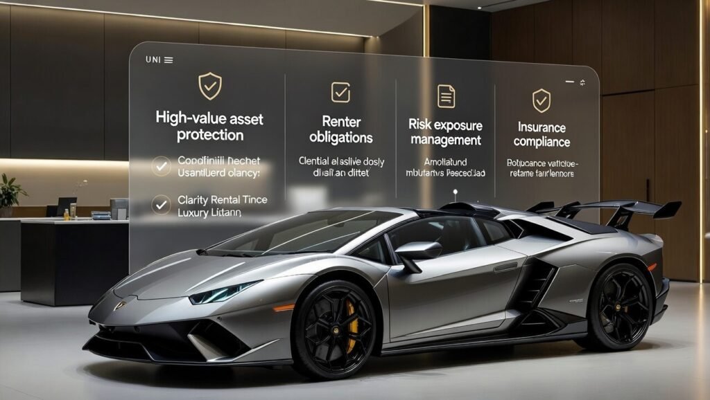 Lamborghini rental contract guide explaining why enhanced contract detail is required to protect high-value vehicles, define renter obligations, reduce disputes, and maintain insurance validity