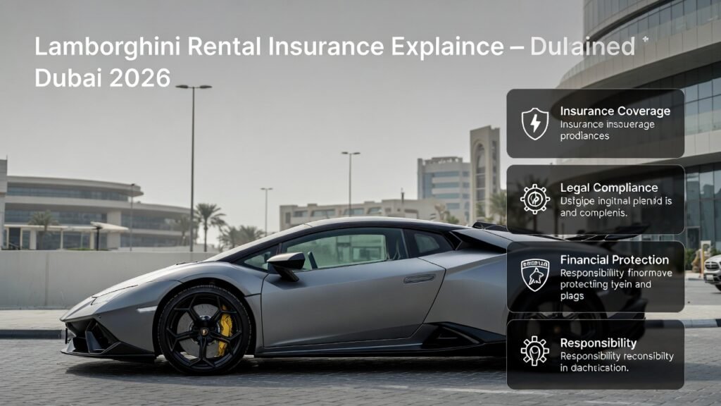 Lamborghini rental insurance explained with coverage rules, legal compliance, and financial protection for luxury car rentals in Dubai 2026