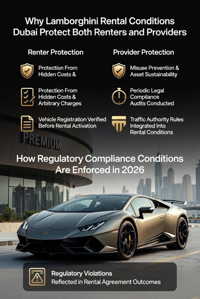 Why Lamborghini Rental Conditions Dubai Protect Renters and Providers in 2026 why lamborghini rental conditions Dubai protect renters and providers through regulatory compliance