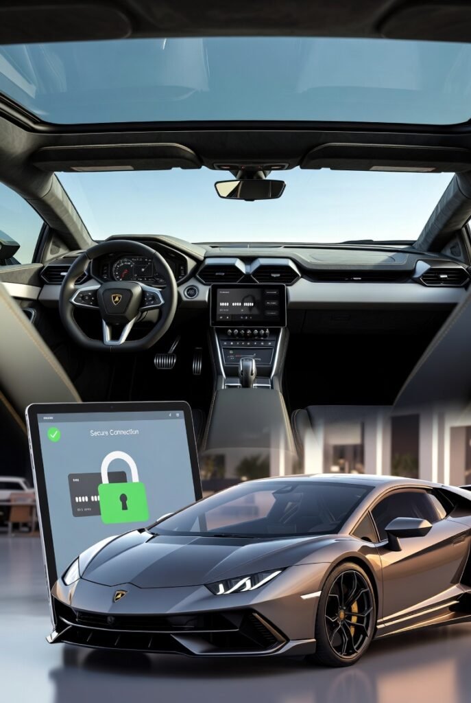 Full-view Lamborghini highlighting financial security and protection through clear lamborghini rental deposit information in Dubai 2026