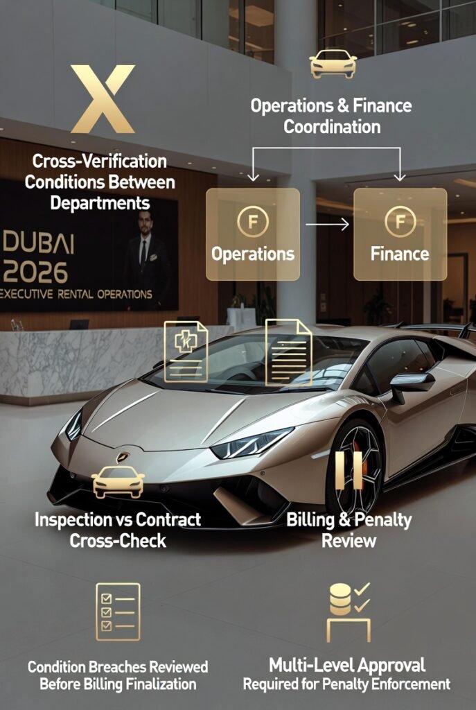 Cross-Verification Conditions Under Lamborghini Rental Conditions Dubai cross verification process under lamborghini rental conditions Dubai involving operations finance and inspections