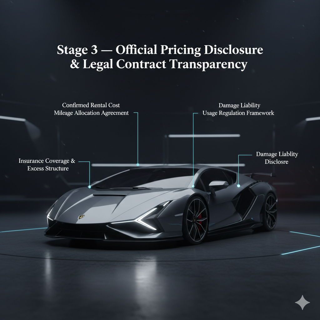 Ultra-realistic Lamborghini Sián hypercar poster with top headline and animated side points showing professional risk mitigation tips and elite booking recommendations for Dubai luxury hypercar rentals.